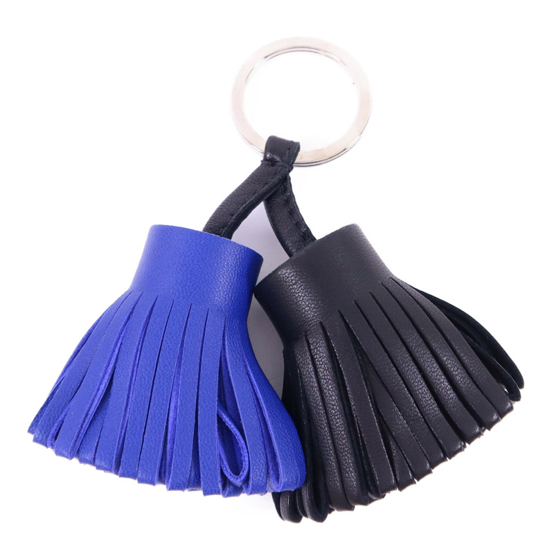 HERMES Milo皮革Carmen Duo銀扣鎖匙扣-1