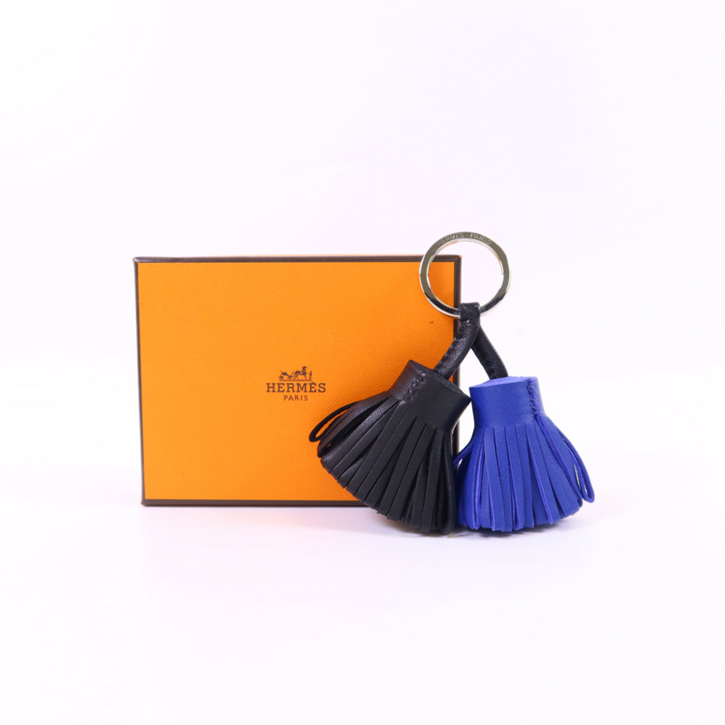 HERMES Milo皮革Carmen Duo銀扣鎖匙扣-9