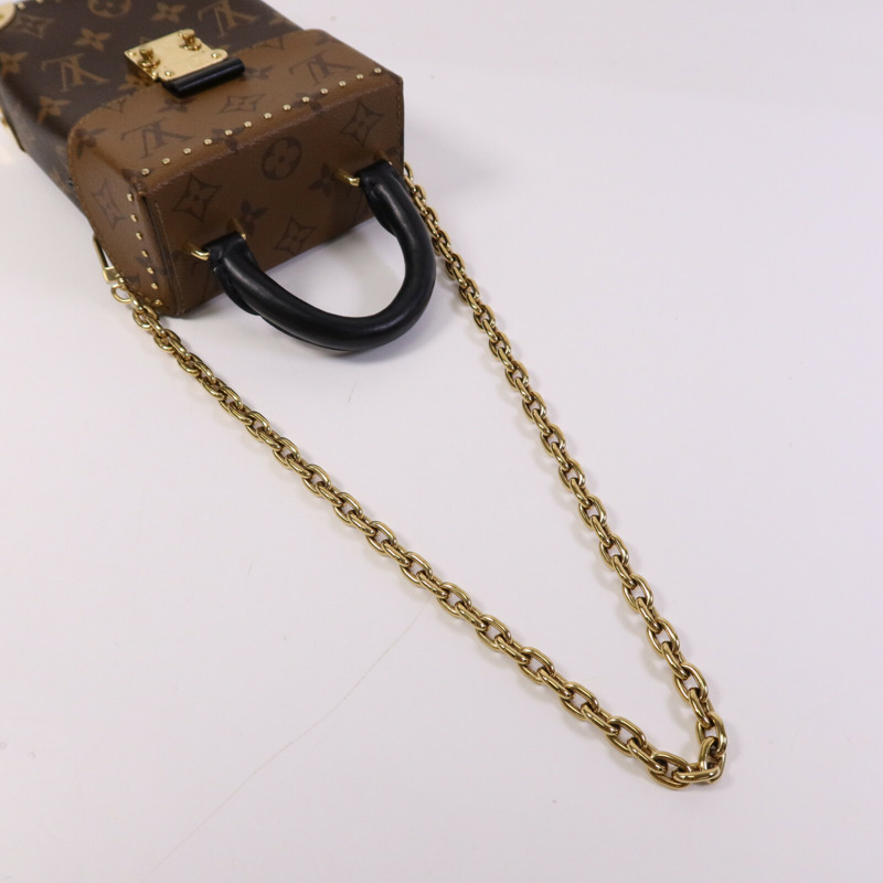 LOUIS VUITTON Monogram/Monogram Reverse Camera Box金扣鏈帶手挽肩背兩用袋-7