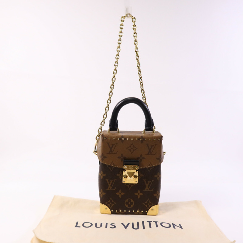 LOUIS VUITTON Monogram/Monogram Reverse Camera Box金扣鏈帶手挽肩背兩用袋-8