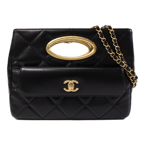 CHANEL 牛皮皮革2 Way Shoulder Bag金扣鏈帶手挽肩背兩用袋