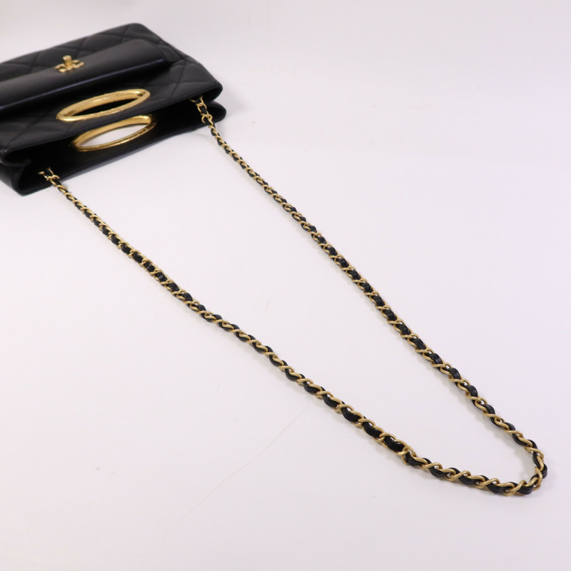 CHANEL 牛皮皮革2 Way Shoulder Bag金扣鏈帶手挽肩背兩用袋-7