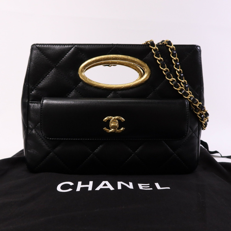 CHANEL 牛皮皮革2 Way Shoulder Bag金扣鏈帶手挽肩背兩用袋-8