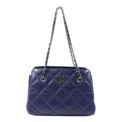 CHANEL 牛皮皮革Chain Shoulder Bag銀扣鏈帶肩背袋