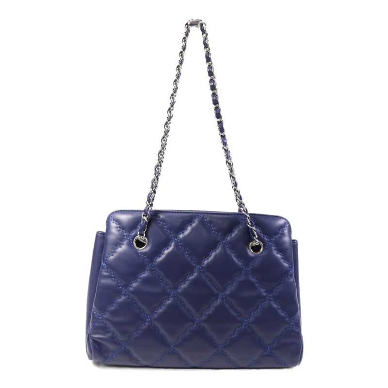 CHANEL 牛皮皮革Chain Shoulder Bag銀扣鏈帶肩背袋-1