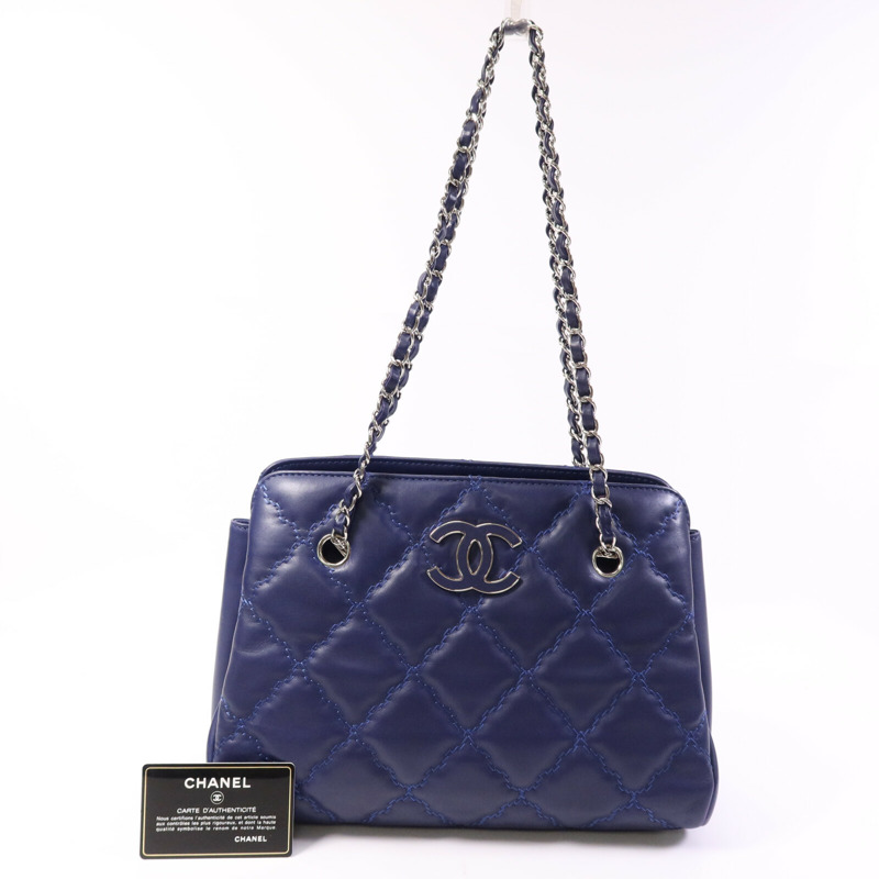 CHANEL 牛皮皮革Chain Shoulder Bag銀扣鏈帶肩背袋-9