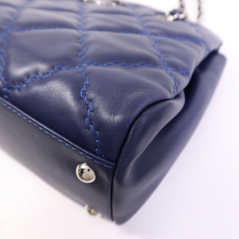 CHANEL 牛皮皮革Chain Shoulder Bag銀扣鏈帶肩背袋-10