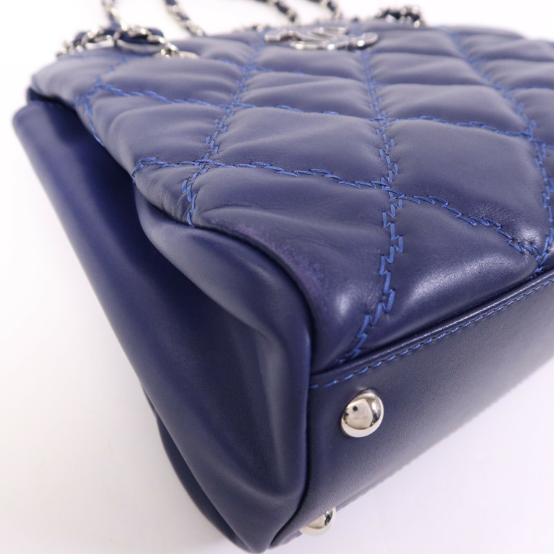 CHANEL 牛皮皮革Chain Shoulder Bag銀扣鏈帶肩背袋-11