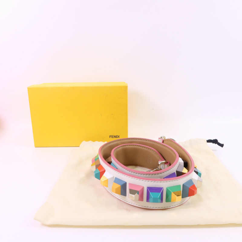 FENDI 牛皮皮革Shoulder Strap銀扣肩背帶-9