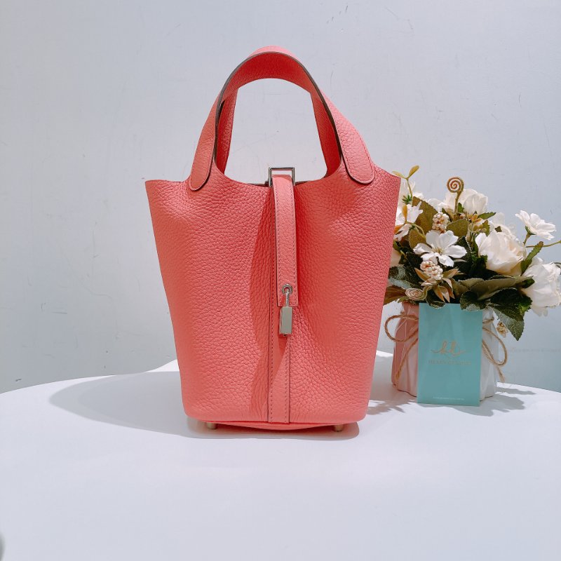 TW4704 Hermes 愛馬仕 杜鹃粉 絕頂Size菜籃子 Picotin 18 TC 8W Rose Azale x PHW-0