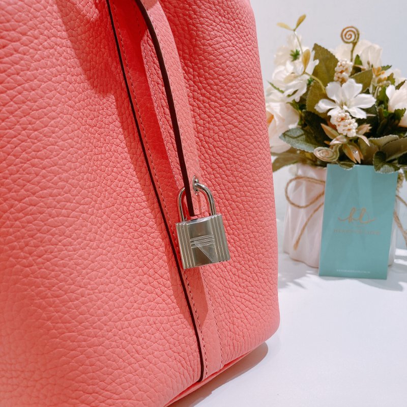 TW4704 Hermes 愛馬仕 杜鹃粉 絕頂Size菜籃子 Picotin 18 TC 8W Rose Azale x PHW-9