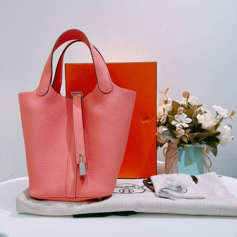 TW4704 Hermes 愛馬仕 杜鹃粉 絕頂Size菜籃子 Picotin 18 TC 8W Rose Azale x PHW-13