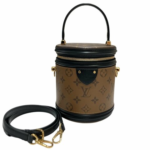 LOUIS VUITTON 路易威登 M43986 MONOGRAM REVERSE CANNES 發財桶 手提包 側背包 PVC 老花 棕色 金釦