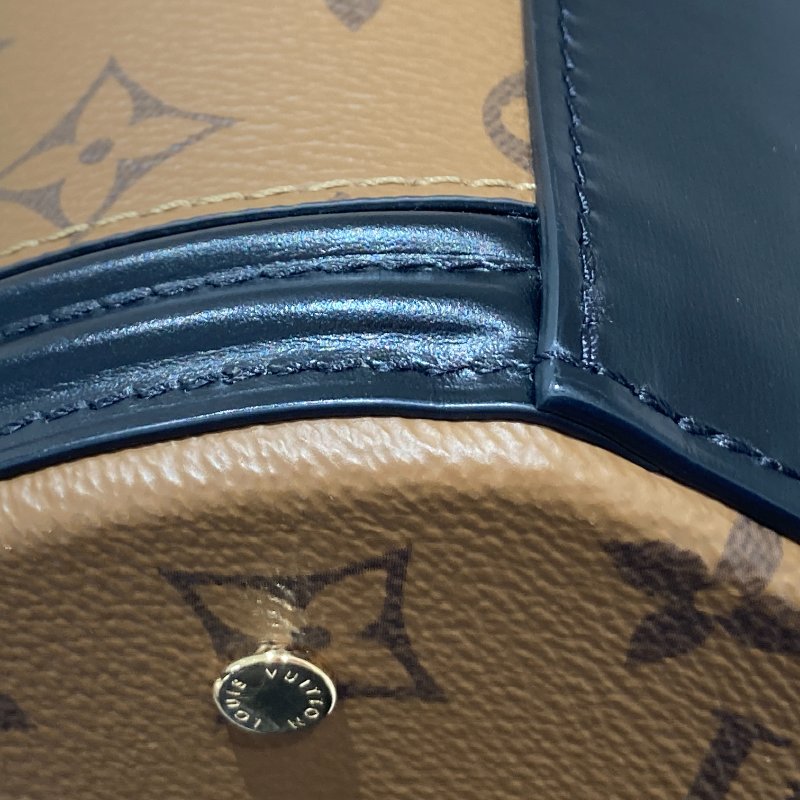 LOUIS VUITTON 路易威登 M43986 MONOGRAM REVERSE CANNES 發財桶 手提包 側背包 PVC 老花 棕色 金釦-7