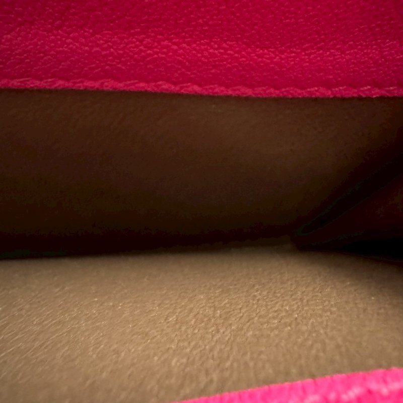 🎉近九成新 經典桃紅色編織牛皮釦式長夾-11