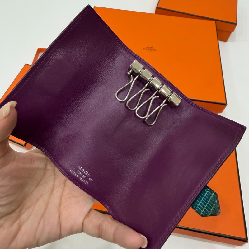 HERMES 愛馬仕 BEARN KEY RING 紫色 鑰匙包 鑰匙圈-8