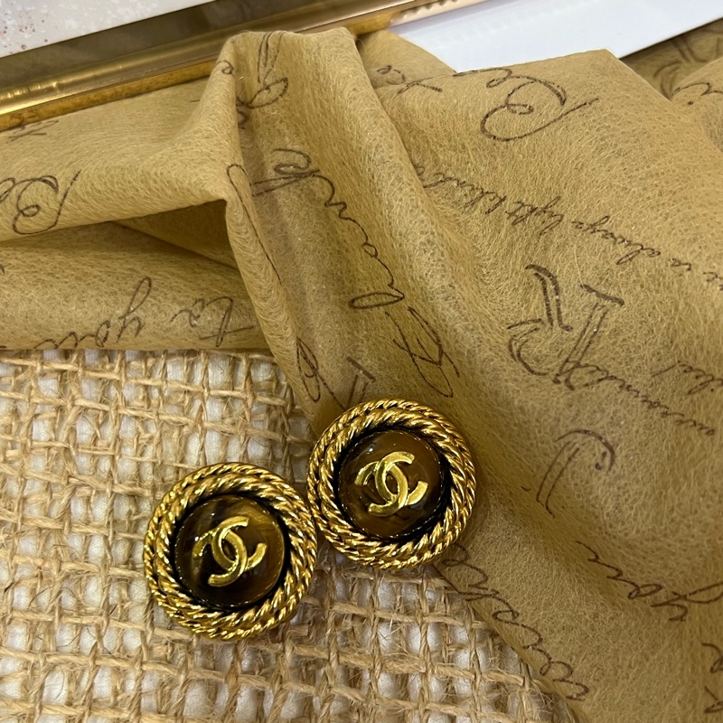 Chanel 香奈兒 Vintage 琥珀色珍珠夾式耳環-0