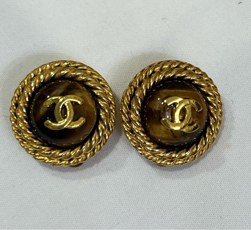 Chanel 香奈兒 Vintage 琥珀色珍珠夾式耳環-1