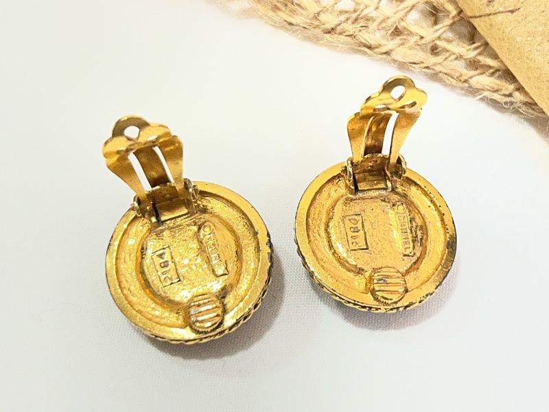 Chanel 香奈兒 Vintage 琥珀色珍珠夾式耳環-3