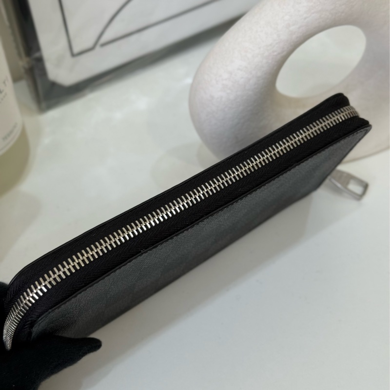 （稀有釋出）LV Zippy 黑灰格直立拉鍊長夾 🟦內裏限量藍色-9