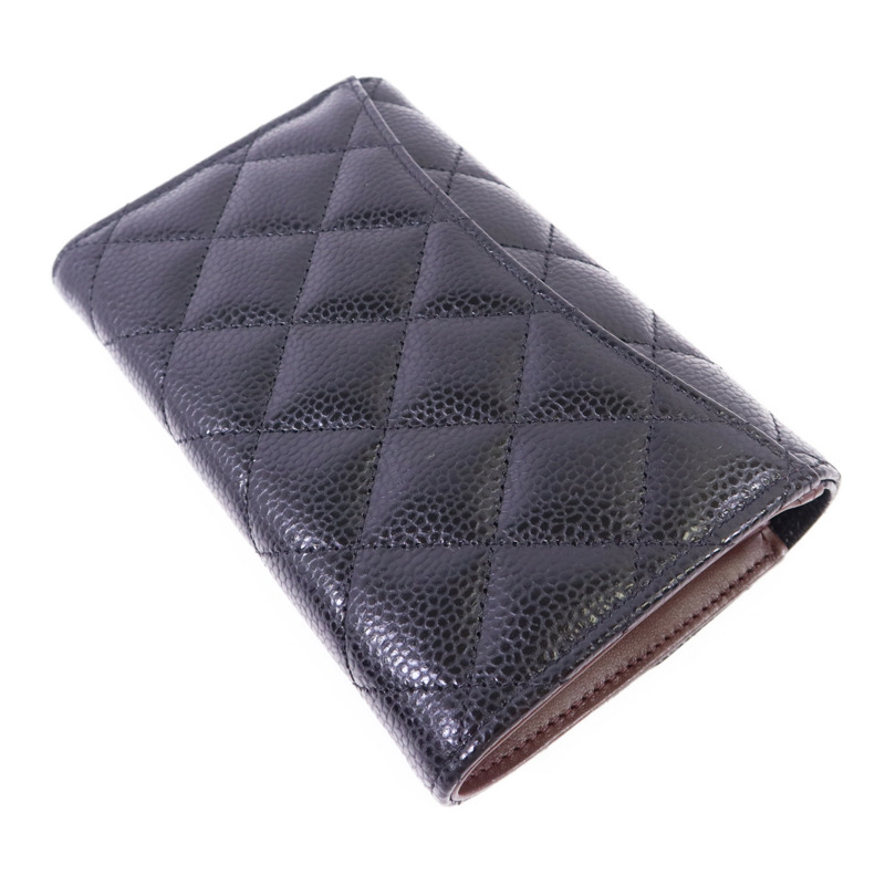 CHANEL 牛皮皮革Matelasse Tri-Fold Wallet金扣長錢包-3