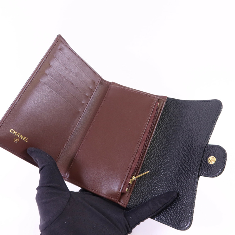 CHANEL 牛皮皮革Matelasse Tri-Fold Wallet金扣長錢包-4