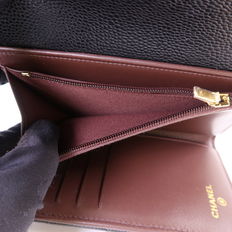 CHANEL 牛皮皮革Matelasse Tri-Fold Wallet金扣長錢包-6