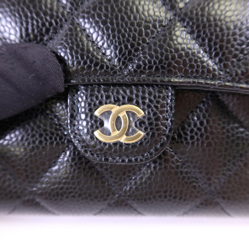 CHANEL 牛皮皮革Matelasse Tri-Fold Wallet金扣長錢包-10