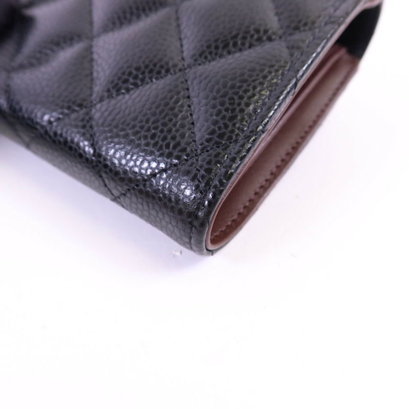 CHANEL 牛皮皮革Matelasse Tri-Fold Wallet金扣長錢包-13