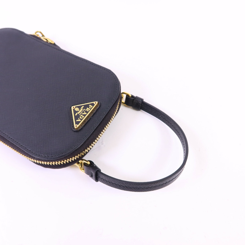 PRADA 牛皮皮革Saffiano Phone Case金扣手挽袋-4