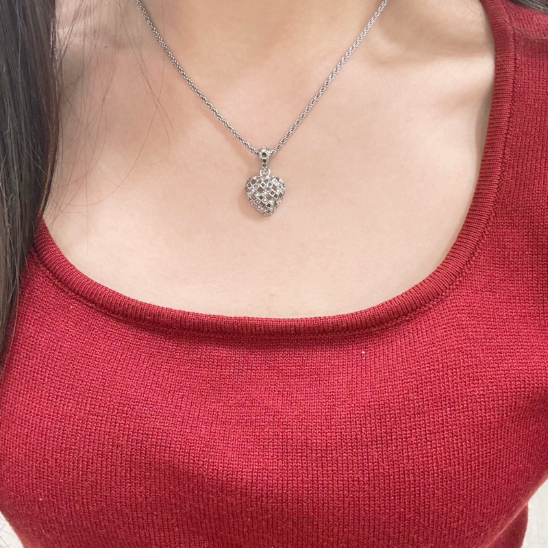 Swarovski 愛心水鑽銀色項鍊 vintage 二手 中古-2