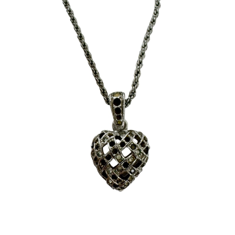 Swarovski 愛心水鑽銀色項鍊 vintage 二手 中古-3