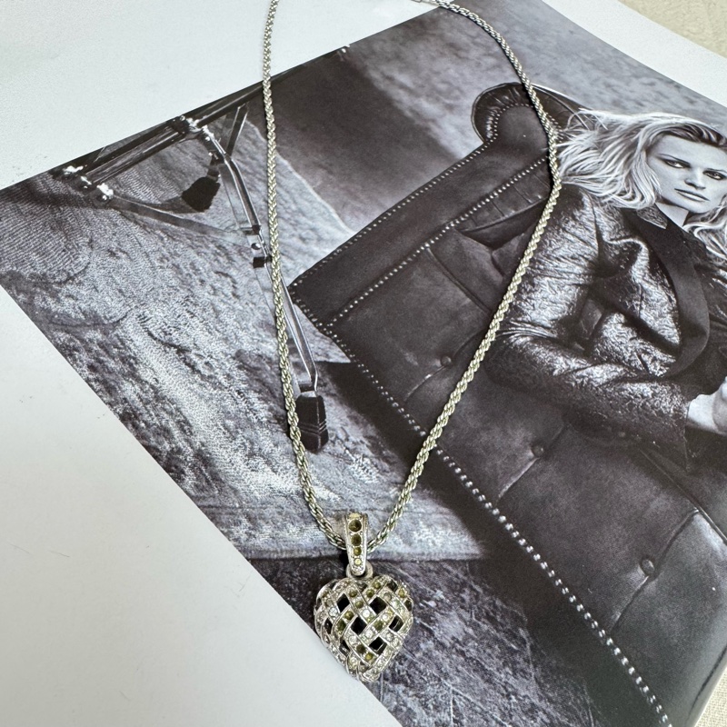 Swarovski 愛心水鑽銀色項鍊 vintage 二手 中古-4