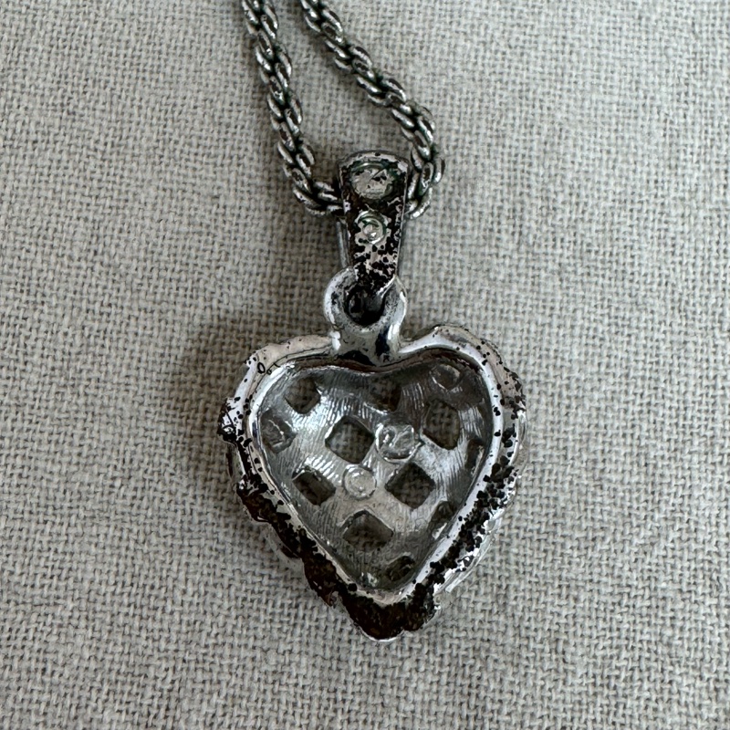 Swarovski 愛心水鑽銀色項鍊 vintage 二手 中古-6