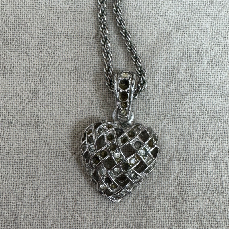 Swarovski 愛心水鑽銀色項鍊 vintage 二手 中古-7
