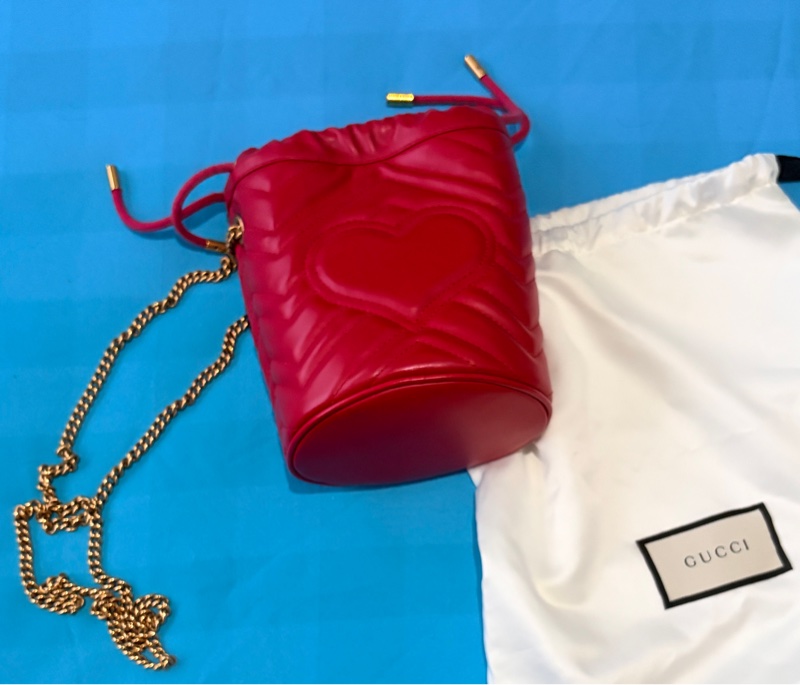 Gucci 紅色 水桶包 發財桶 過年適合-1