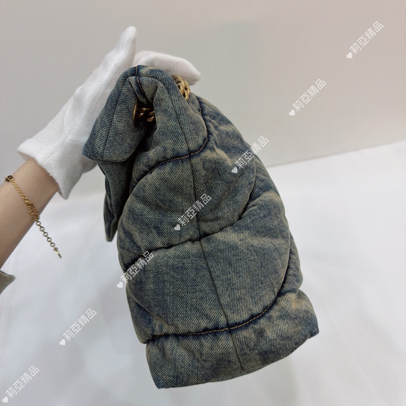 莉亞精品♡ Ysl 牛仔 LouLou牛仔雲朵肩背包 二手美包-4