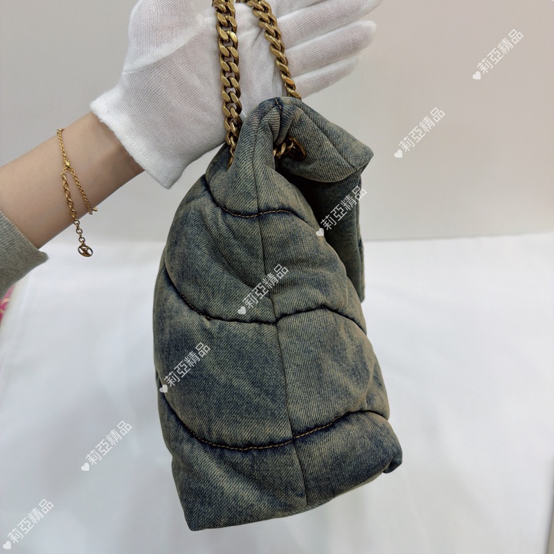 莉亞精品♡ Ysl 牛仔 LouLou牛仔雲朵肩背包 二手美包-5