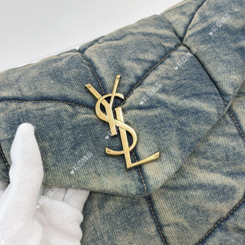 莉亞精品♡ Ysl 牛仔 LouLou牛仔雲朵肩背包 二手美包-12