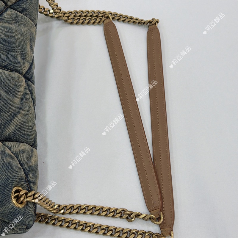 莉亞精品♡ Ysl 牛仔 LouLou牛仔雲朵肩背包 二手美包-13