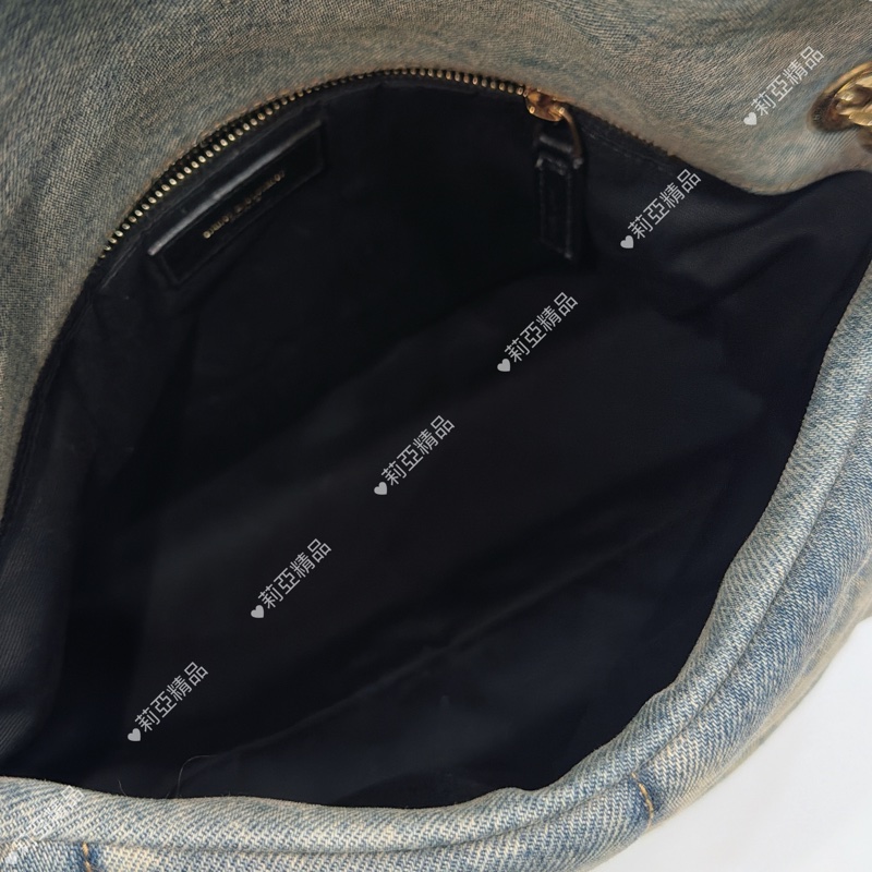 莉亞精品♡ Ysl 牛仔 LouLou牛仔雲朵肩背包 二手美包-15