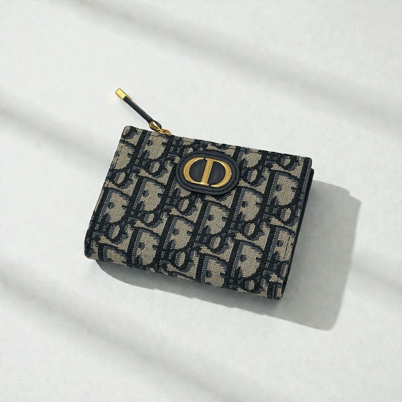 莉亞精品♡ Dior老花對開短夾 二手美夾-0