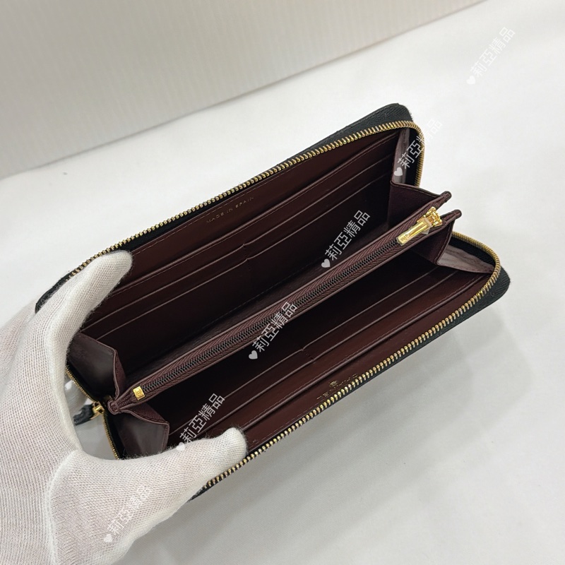 莉亞精品♡ Chanel 黑金ㄇ拉長夾 二手美夾-11