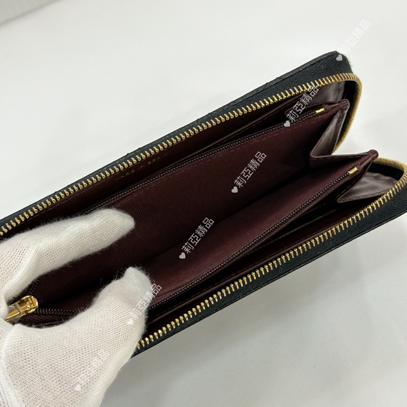 莉亞精品♡ Chanel 黑金ㄇ拉長夾 二手美夾-12