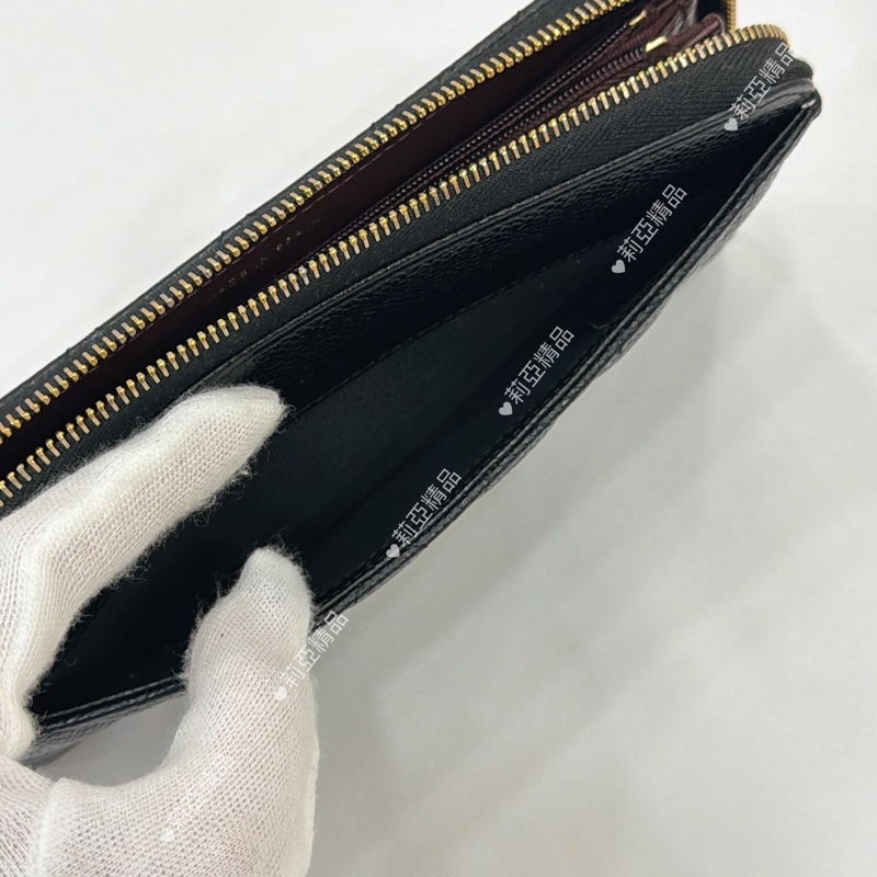 莉亞精品♡ Chanel 黑金ㄇ拉長夾 二手美夾-13