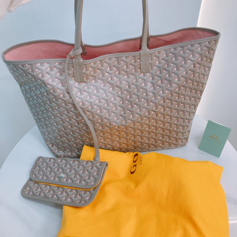 MS0556	Goyard 戈雅 限量 限定款 托特 淡灰 淡粉 帆布 跣水 Saint Louis Tote Pm Limited Canvas Powder Pink x PHW-16