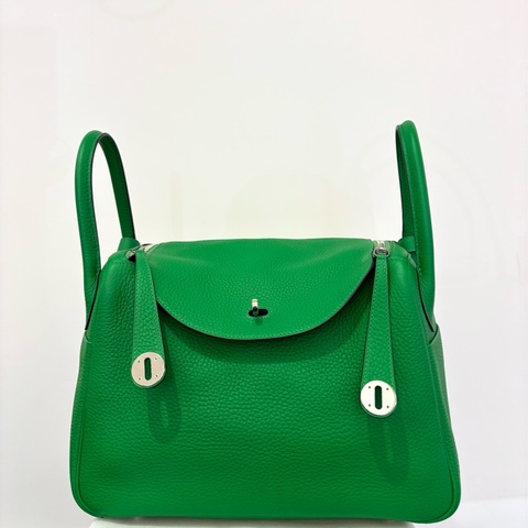 Hermes 竹子綠銀釦 TC牛皮Lindy30