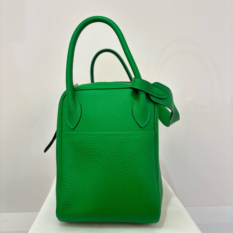 Hermes 竹子綠銀釦 TC牛皮Lindy30-2