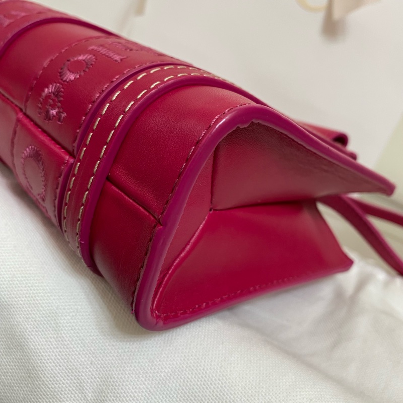 Chloe經典WOODY系列牛皮手提斜背MINI托特包（桃紅）-11