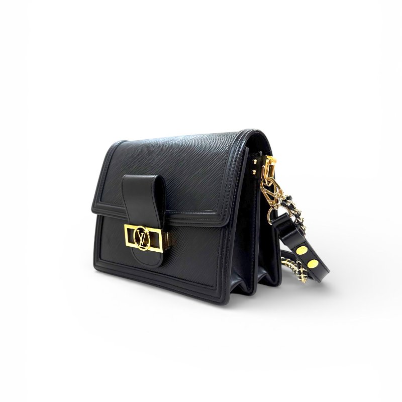 Louis Vuitton - 黑色金釦牛皮EPI Dauphine肩側背包╻MM-7